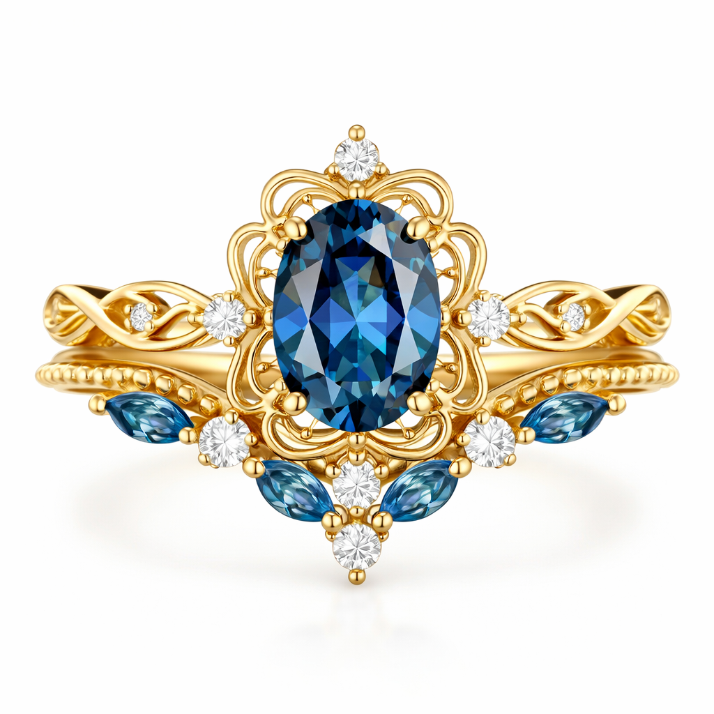 Azelia Σετ Δαχτυλίδια Κορώνα Ζαφείρι