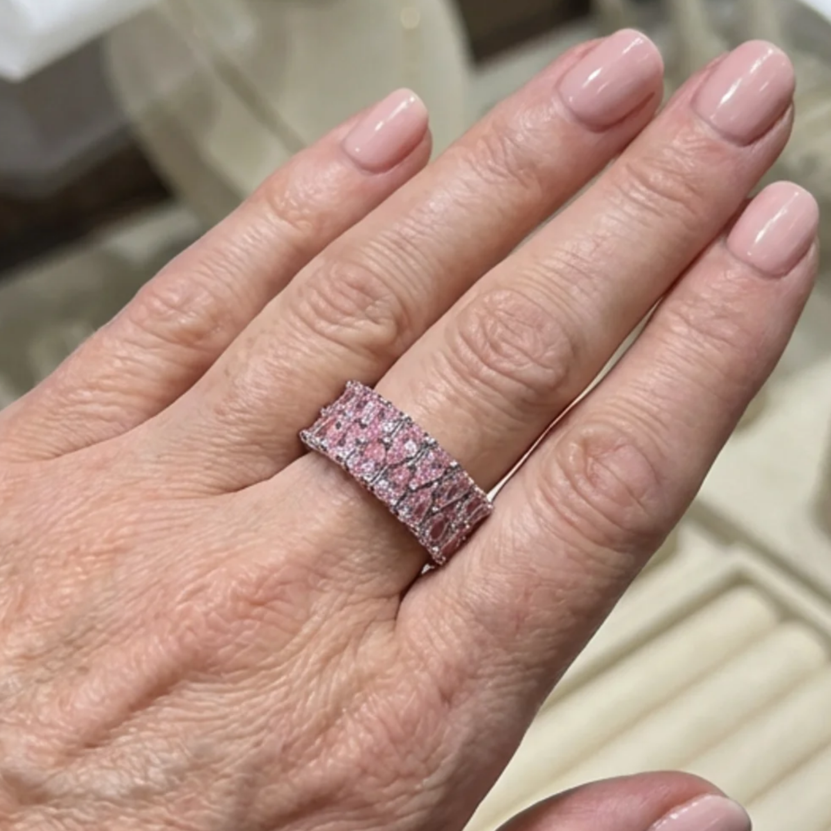 Eternity Soft Pink Cascade Ring