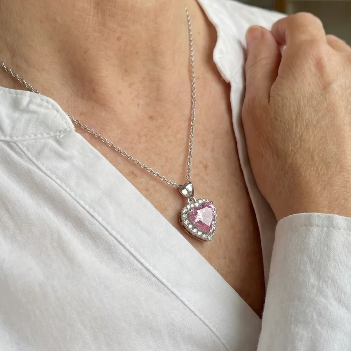 Pink Heart Glow Necklace