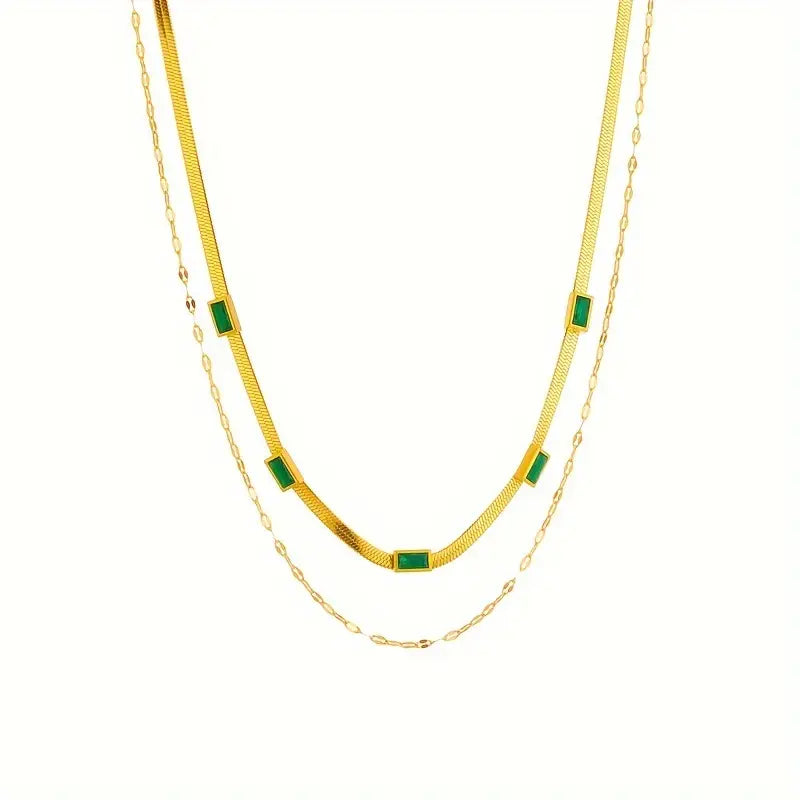 Sorella Retro Double Layer Gem Necklace