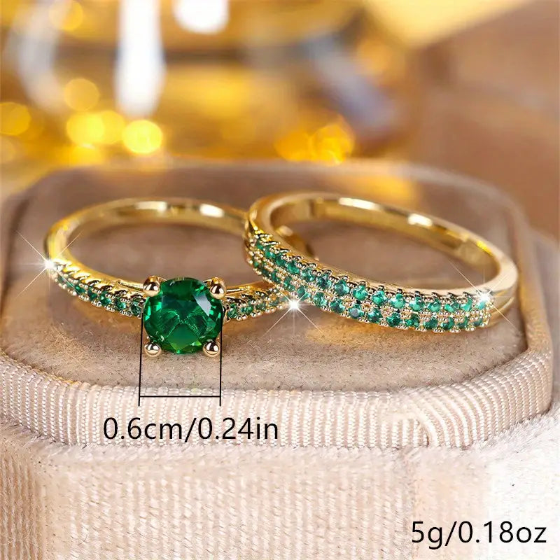 Serena Duo Emerald Ring Set