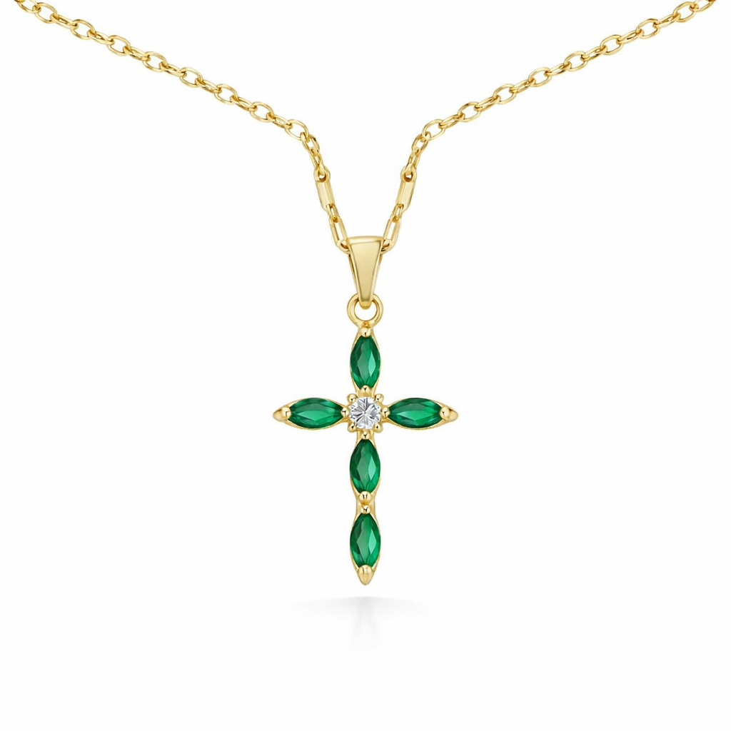 Emerald Cross Necklace