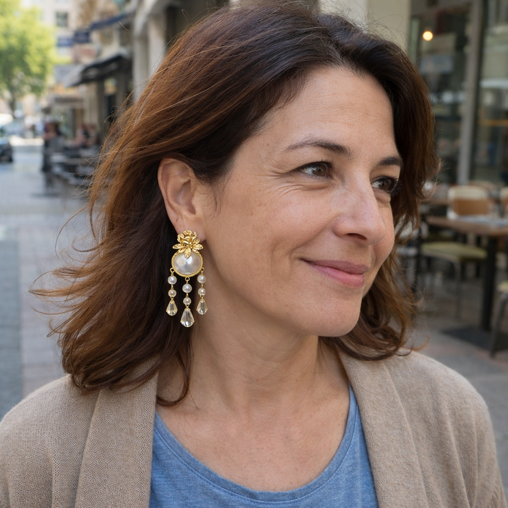 Ivoria Σκουλαρίκια Σταγόνα Δροσιά Μαργαριτάρι