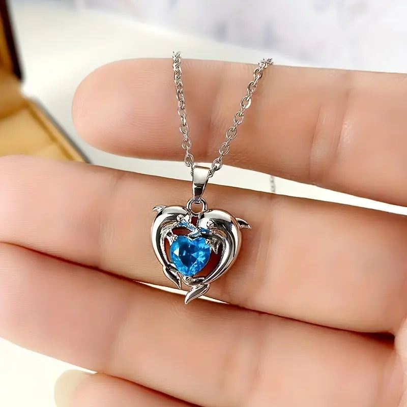 Ocean Heart Cufflink Necklace