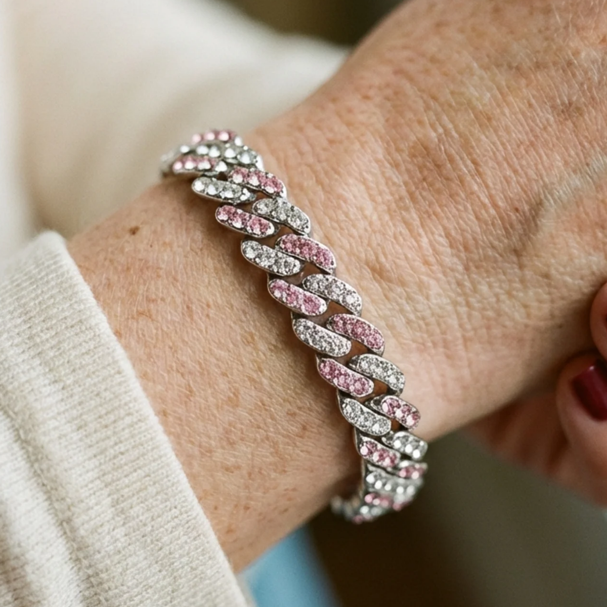 Cuban Arctic Soft Pink Bracelet