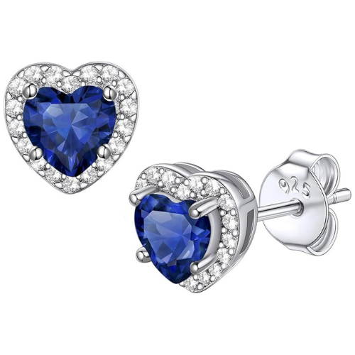 Stud Heart Sapphire Earrings