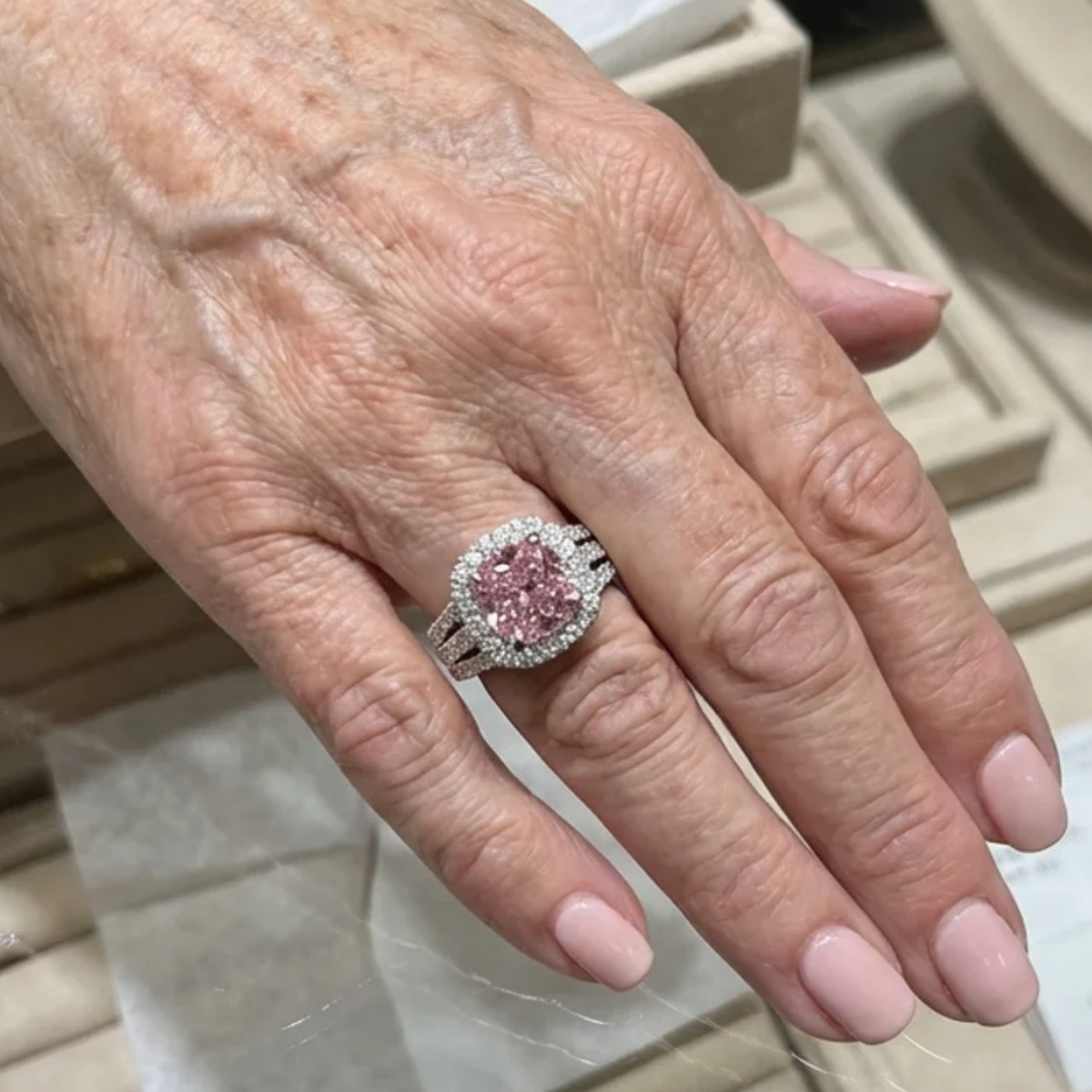 Halo Soft Pink Empress Ring