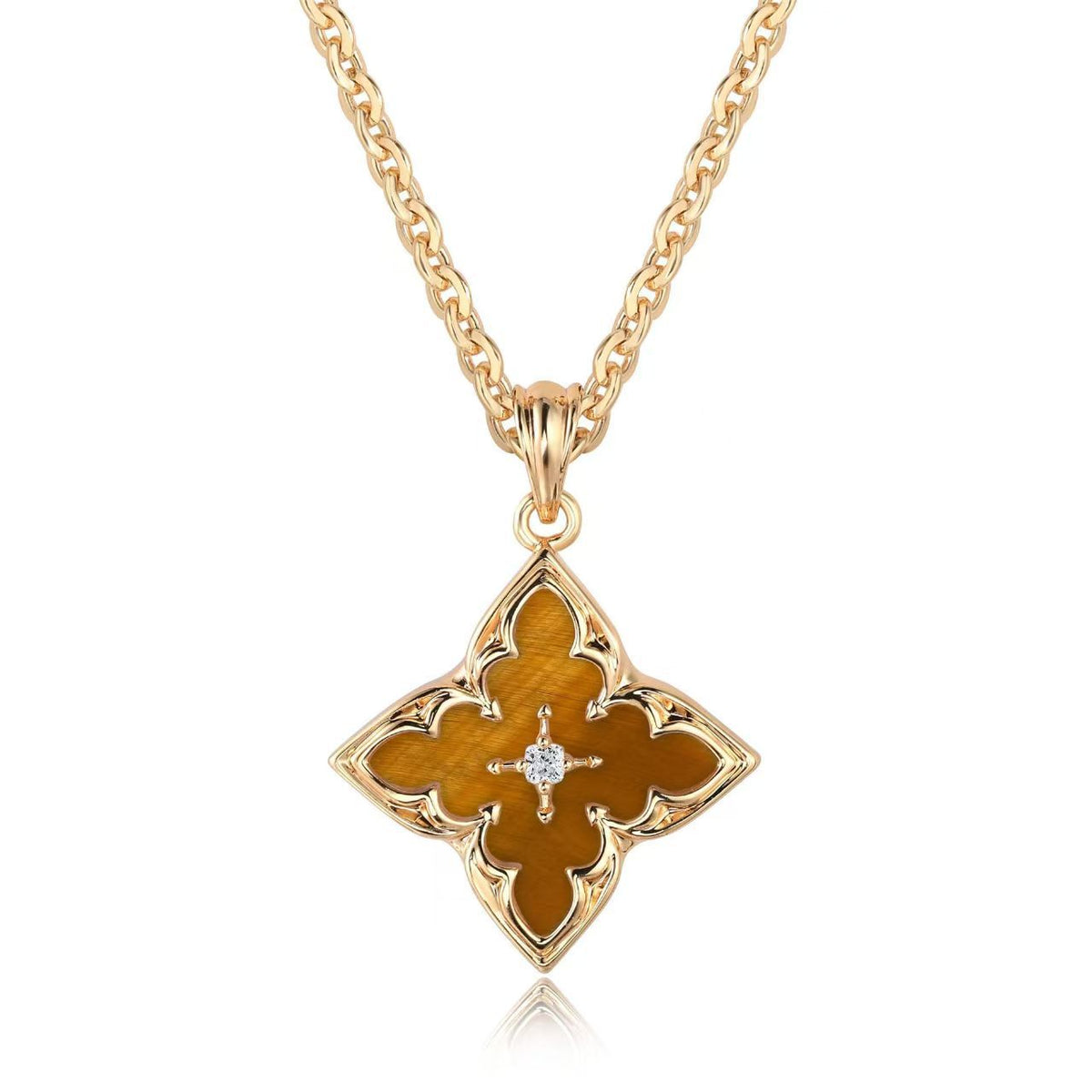 Brown Clover Pendant Necklace