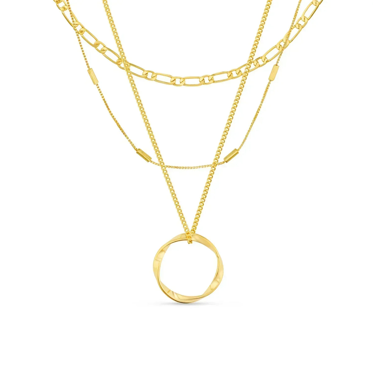 Three Strand Open Circle Necklace