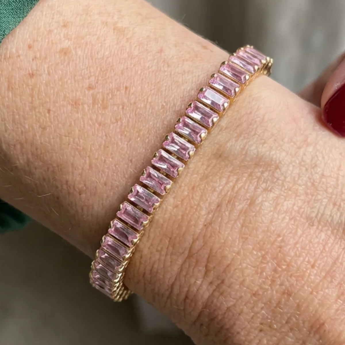 Vertea Pink Sapphire Tennis Bracelet