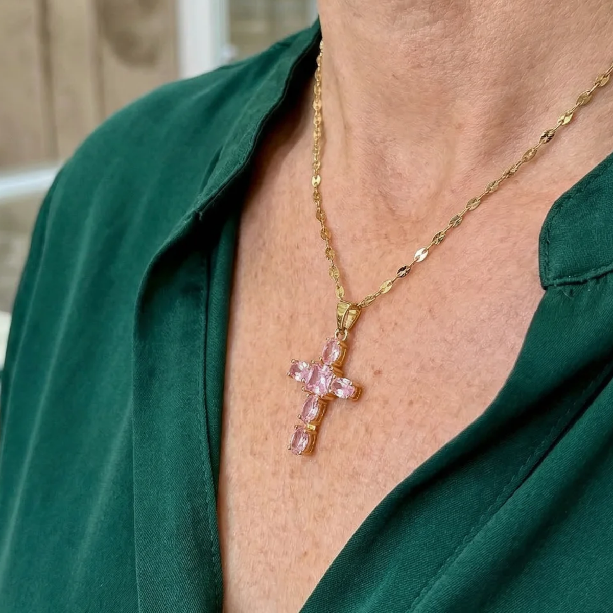 Rose Faith Cross Necklace