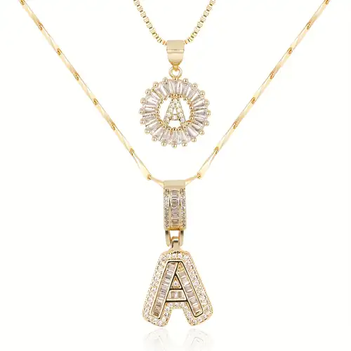 Initial Pavé Necklace Set