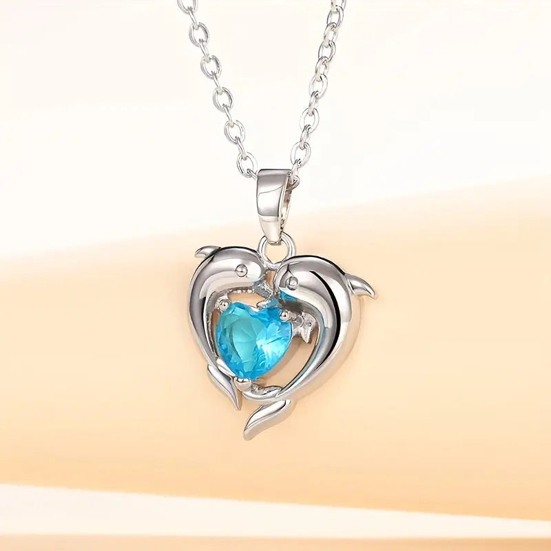 Ocean Heart Cufflink Necklace
