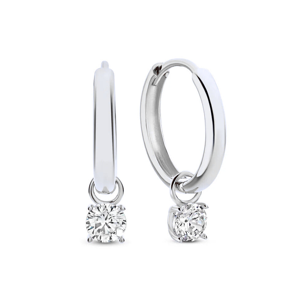 Moon Tear Hoop Earrings with Stone