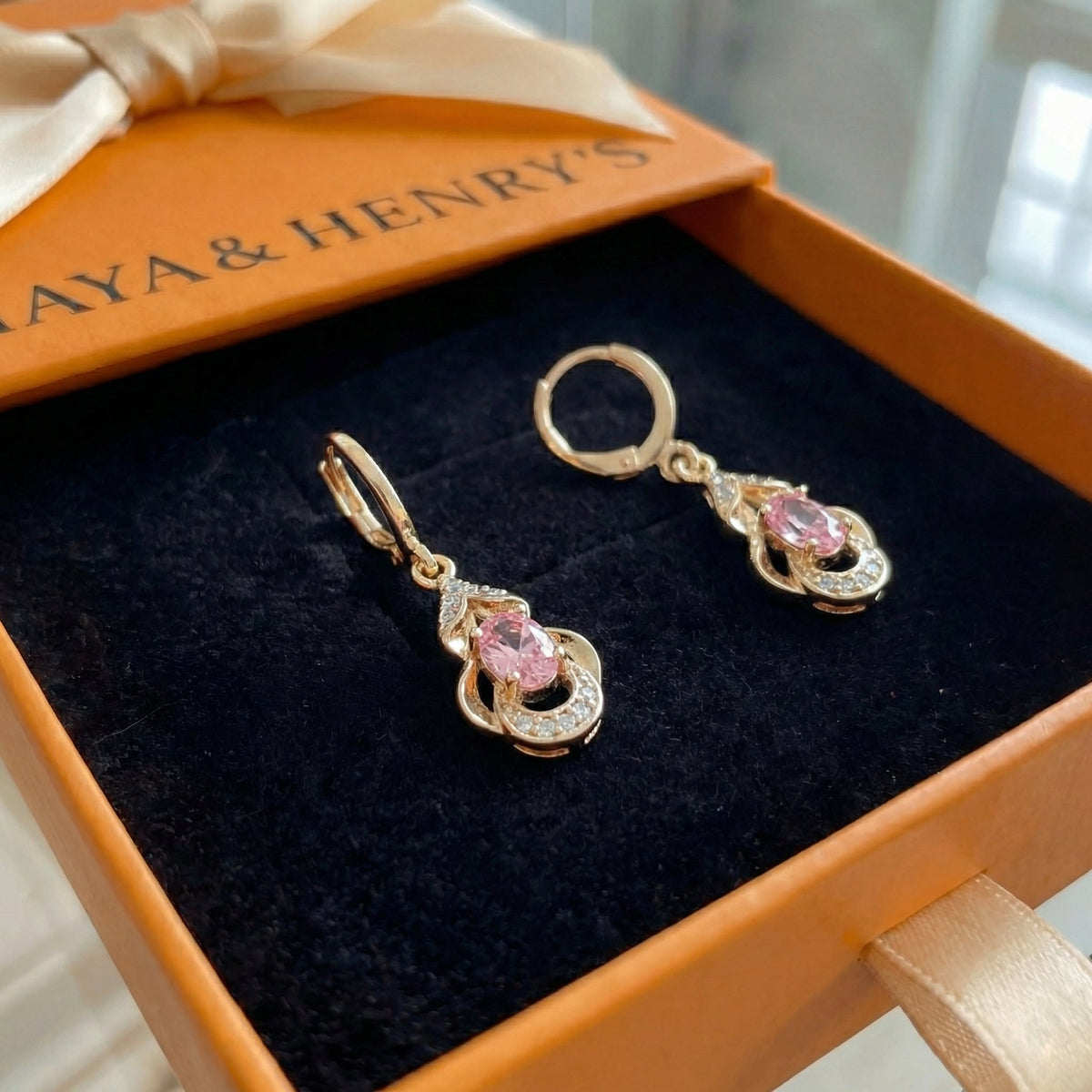 Soft Pink Moonlight Tear Earrings