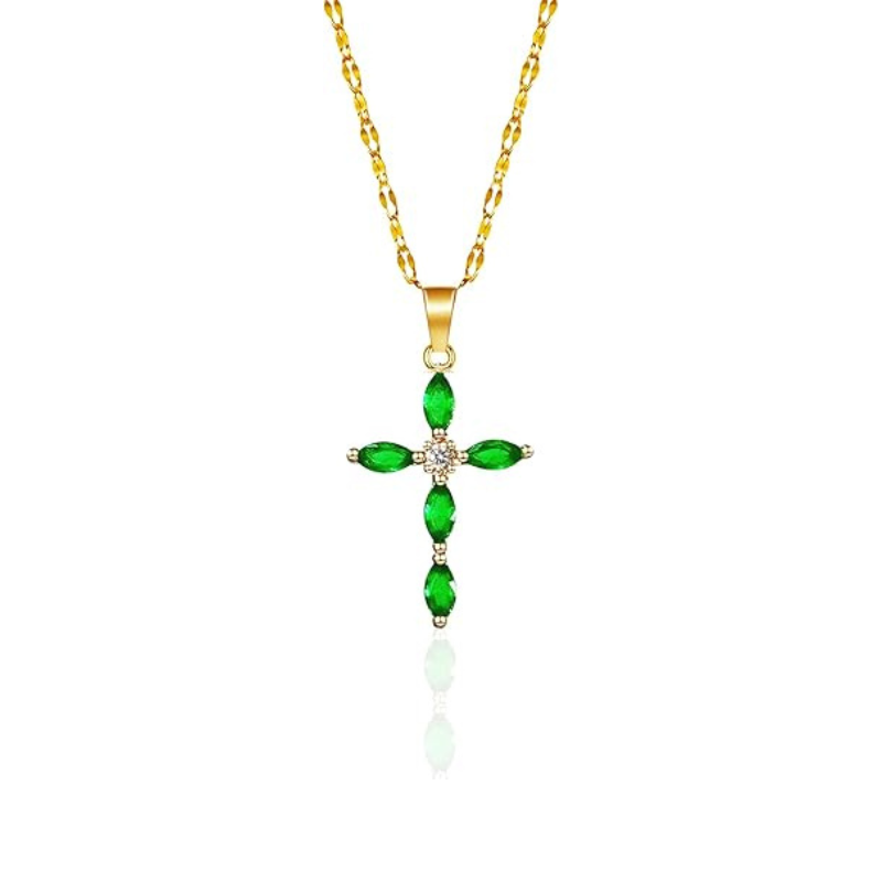 Emerald Cross Necklace